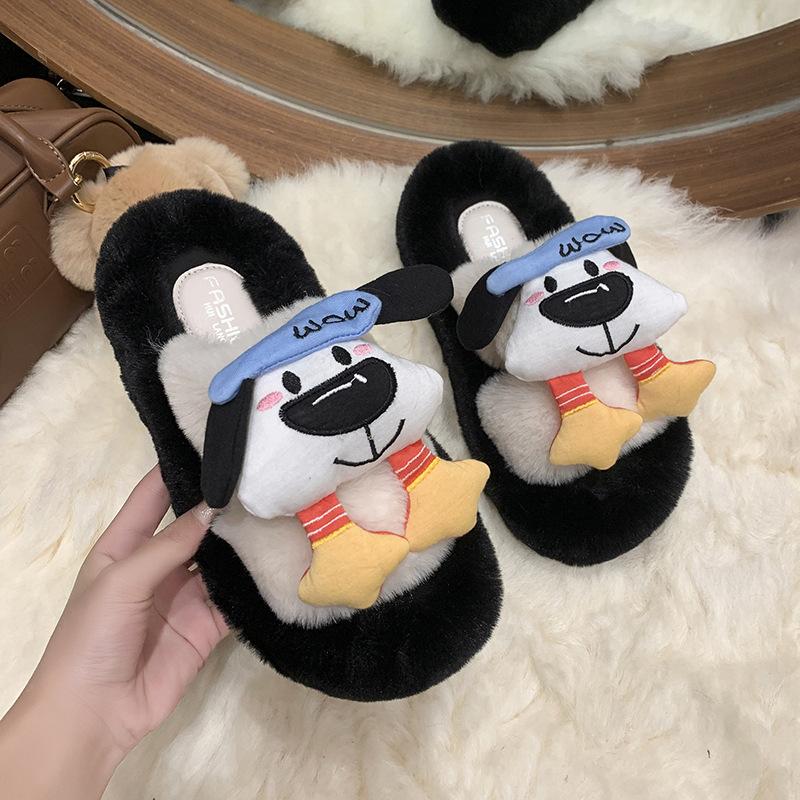 

Милые мультяшные тапочки-куклы, хлопковые тапочки, женские, 2025, осень и зима, новые, на толстой подошве, универсальные, нескользящие, теплые, пушистые тапочки 40