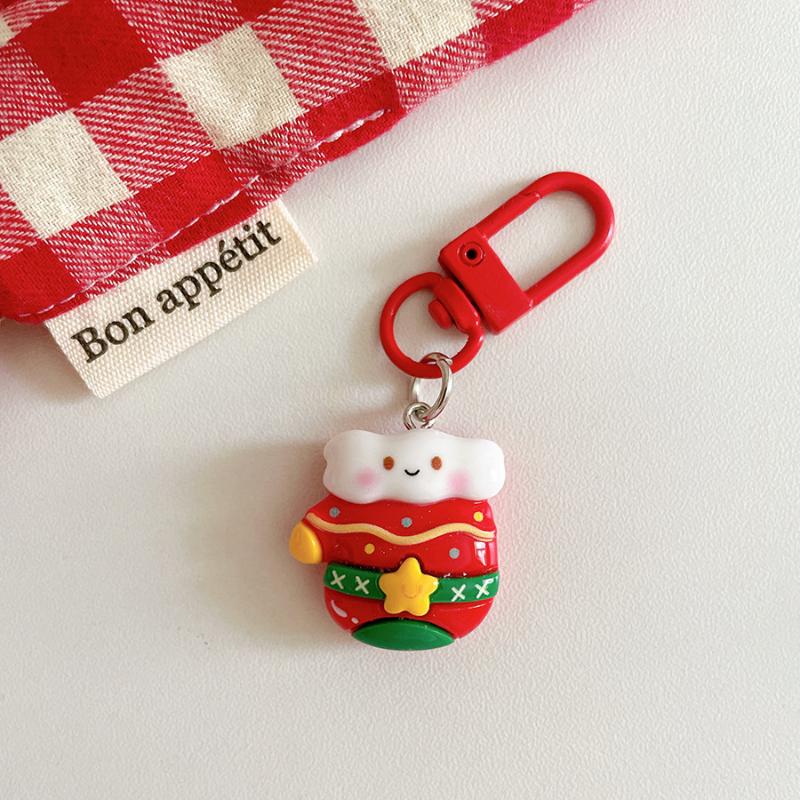 Cartoon Weihnachten Schlüsselanhänger Niedlich Harz Weihnachtsmann Weihnachtsbaum Anhänger Schlüsselring Taschenzubehör Feiertagsparty Weihnachtsgeschenk