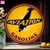 Vintage Aviation Gas Sign Metal Poster 8 Inch Red Black Retro Garage Wall Decor
