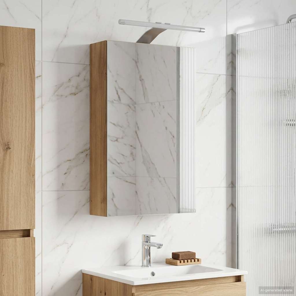 Bathroom Mirror Cabinet Craftsmanship Oak Finish 30 x 10.5 x 50 cm