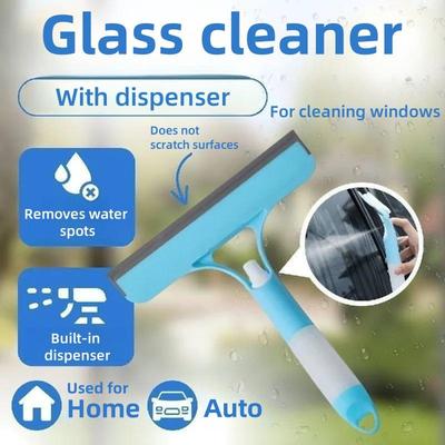 Rengöringsborste Vattenskrapa Skrapa Squeegee För Hem Bil Fönsterglas Rengöringsverktyg med Sprayflaska