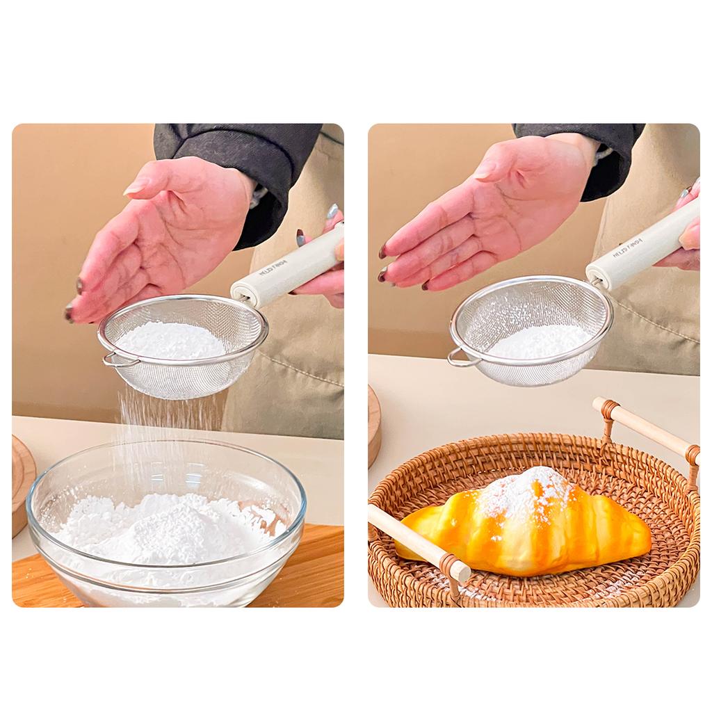 304 Stainless Steel Flour Sieve Fine Mesh Strainer Spoon With Cute Handle Food Filter Spoon Colander Kitchen Gadgets