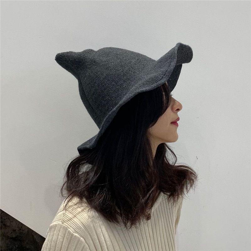 Temperamental Big Brim Witch Hat - Knitted Halloween & Christmas Style for Women