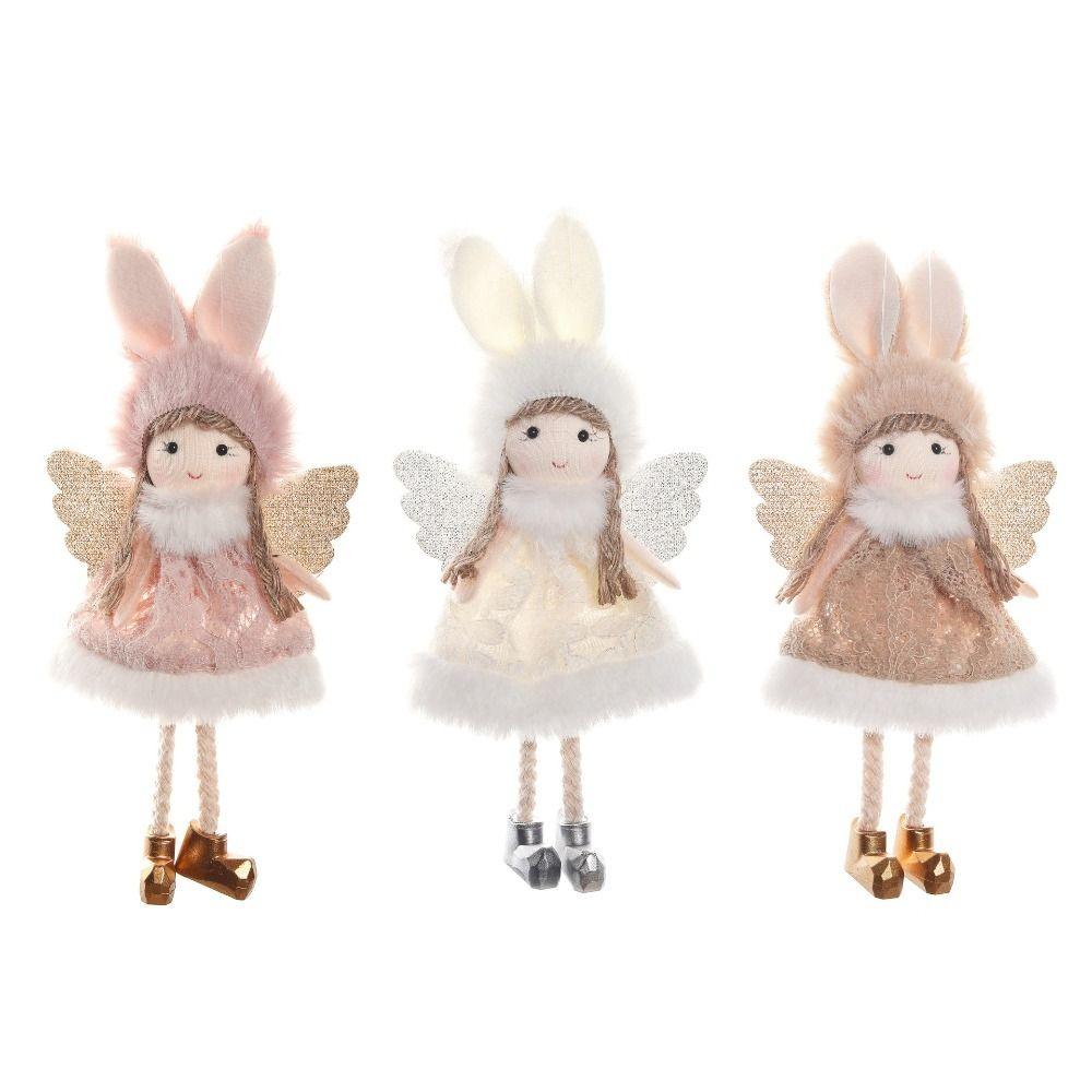 Cartoon Long Ears Angel Girl Ornaments Handmade Xmas Tree Pendant  Party Favors