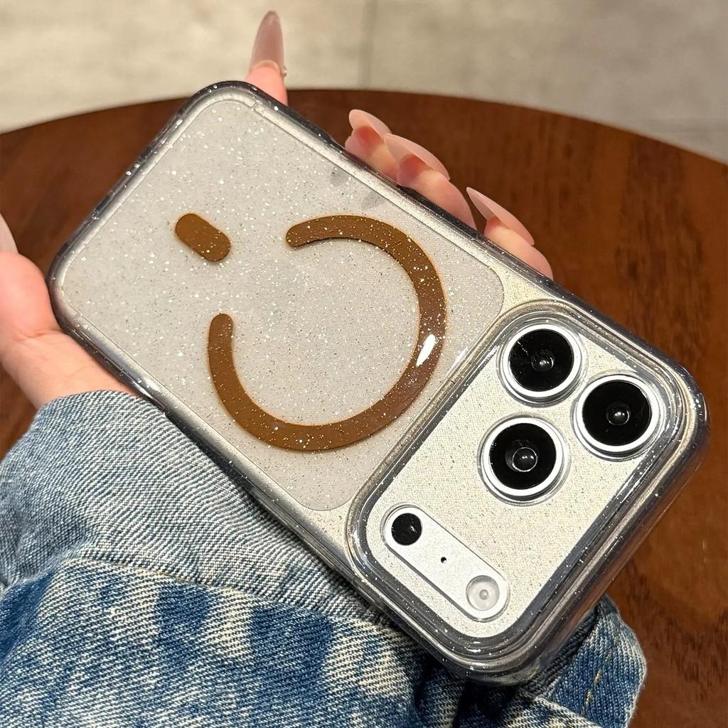 Transparent Bling Glitter For Magsafe Magnetic Case For iPhone 18 17 16 15 14 13 Pro Max 15 16 Plus Shockproof Bumper Soft Cover