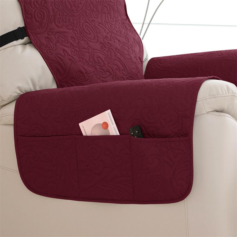 1 Seat Quilted Recliner Sofa Cover Dogs Pets Anti-Slip Chair Covers with Elastic Strap Anti-wear Lazy Boy Armchair Slipcovers