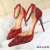 Bigtree European and American Fashion Sexy Hollow Out Nightclub Show Metal Heel  9.5cm High Heel Sparkle Sequins with Sandals