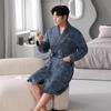 Men's Long Cotton Pajamas & Bathrobe - Thick, Three-Layer for Winter & Spring
