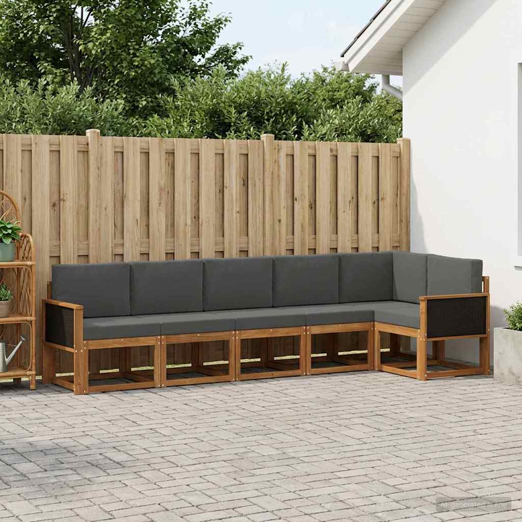 Outdoor Sofa Set 6 pcs Natural and Anthracite Polyester