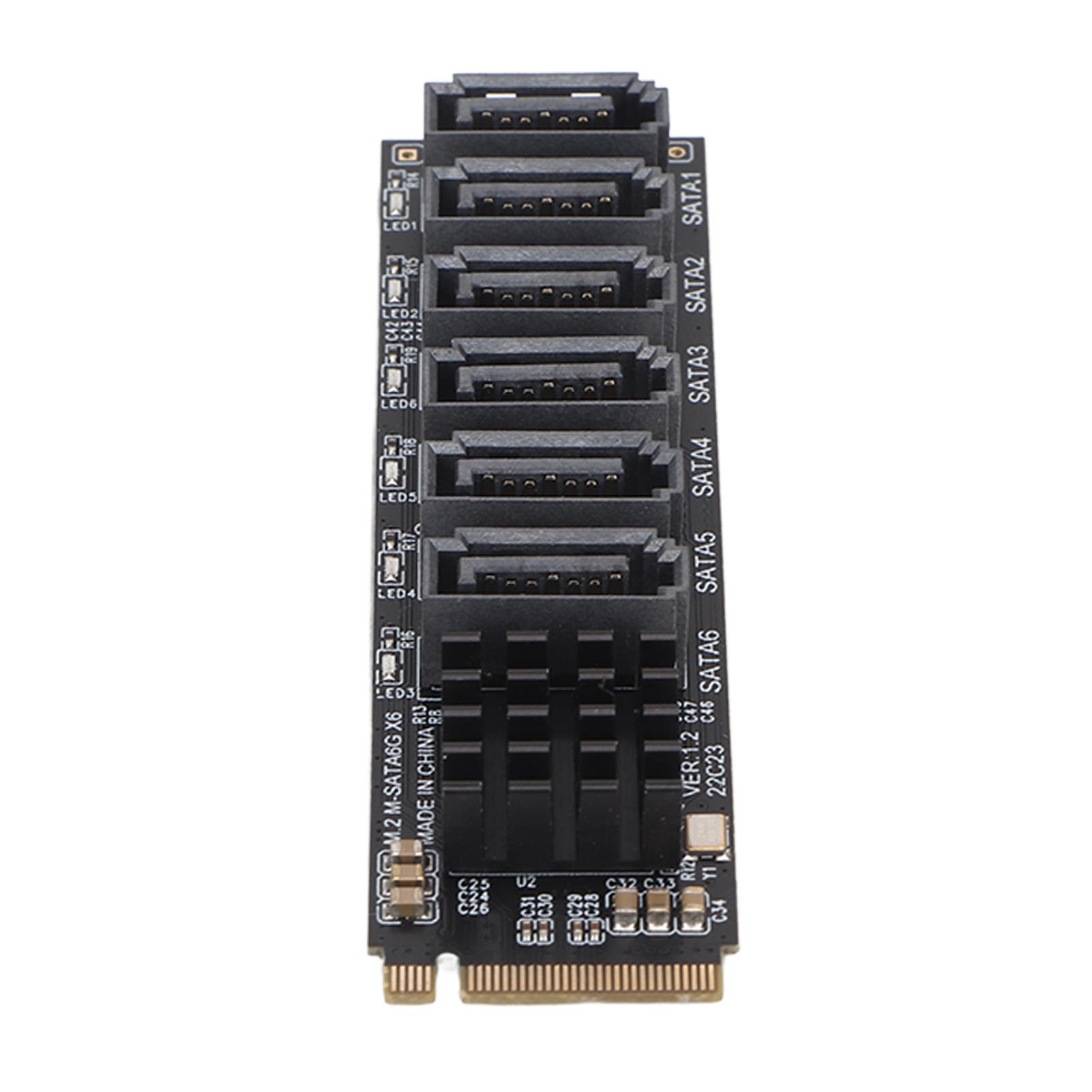 

PCIE3.0 to SATA3.0 Adapter Card M.2 M EKY ASM1166 Chip Plug and Play 6 Ports M.2 to SATA3.0