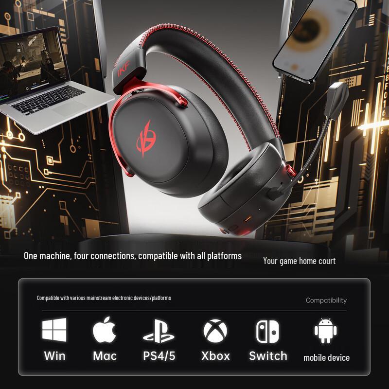 iKF V11 Pro 2.0 Wireless 4-Mode Gaming Headset with Visual Receiver