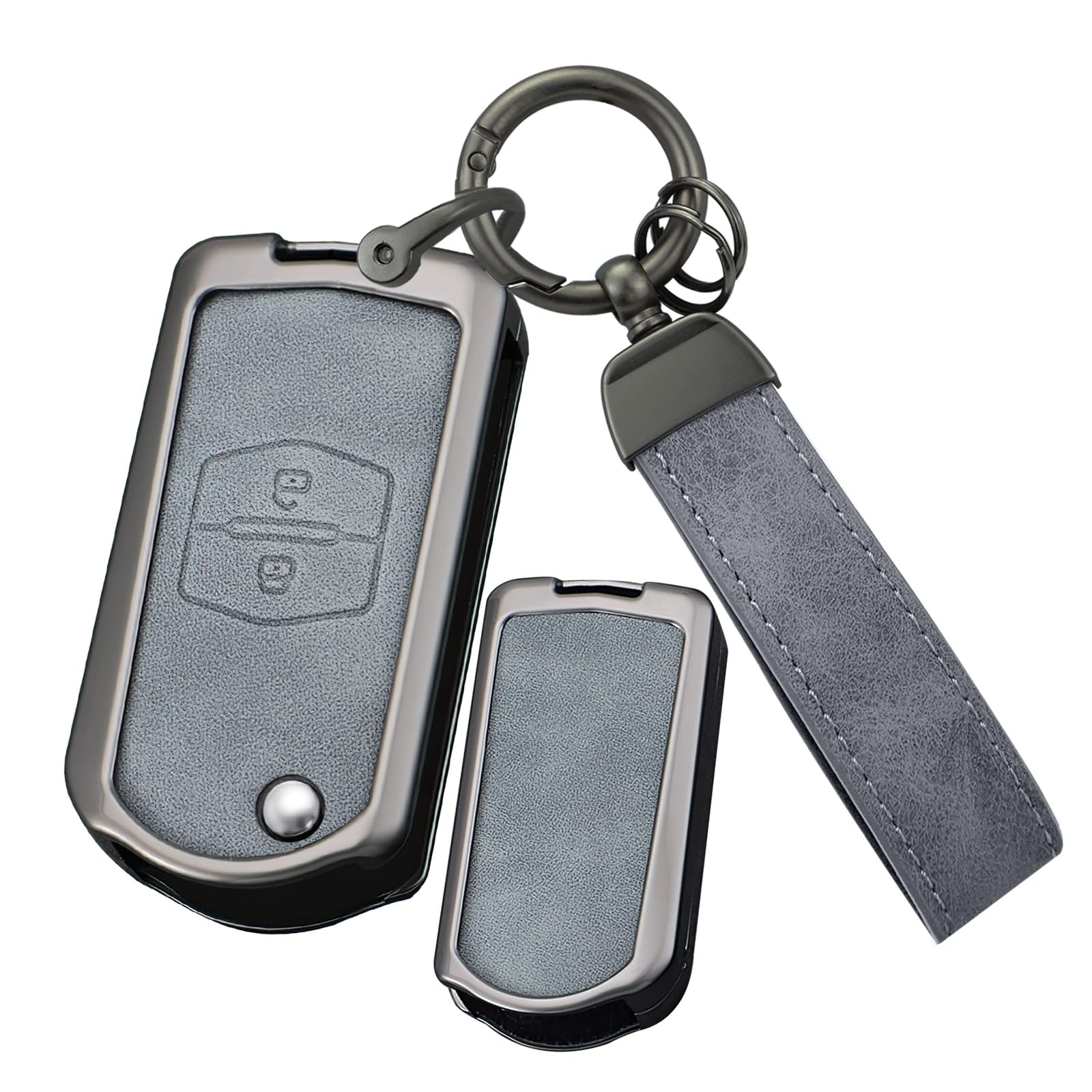 [ontto] Mazda Key Case, Key Cover, PU Leather, Alloy, Key Chain, Compatible with Mazda M