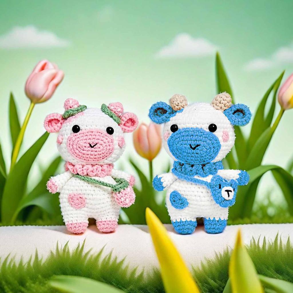 MENGSOOD Crochet Kit for Beginners,Baby Calf Beginner Crochet Kit Pattern Crochet Animal Kit Knitting Kit for Adults Kids with Step-by-Step Video