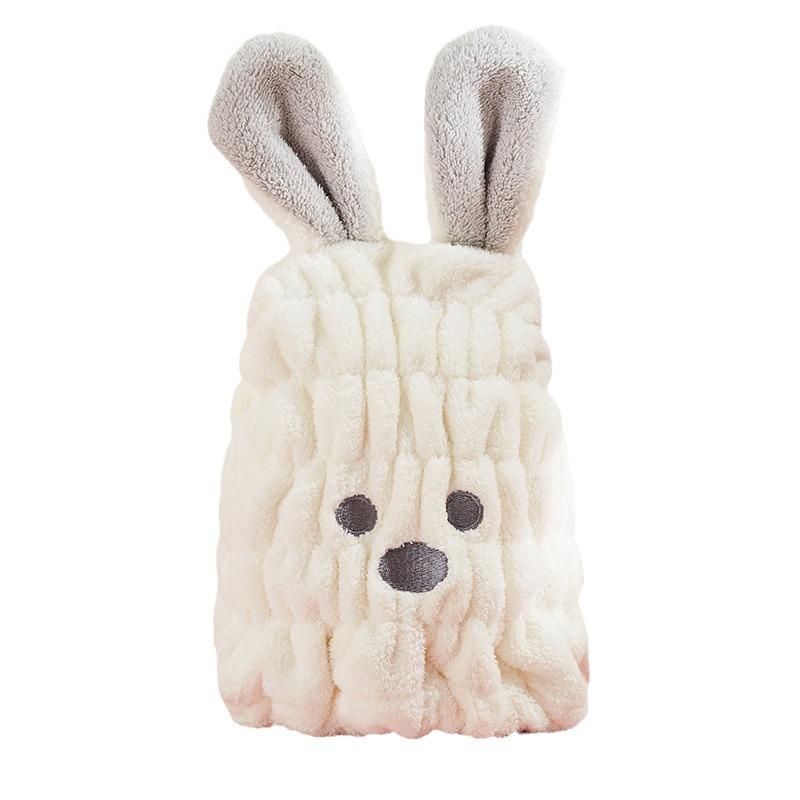 Children Wipe Hair Bun Head Female Cute Cartoon Rabbit Ears Strong Absorbent Quick-drying Dry Hair Cap
