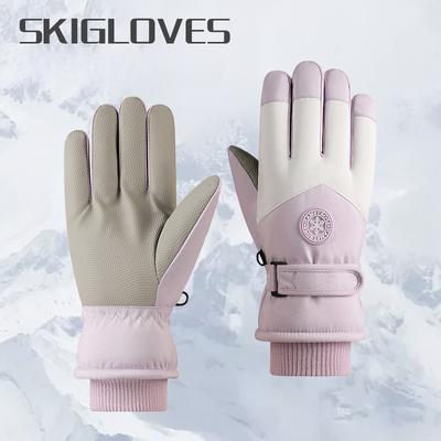 Winter Thermal Fleece Ski Gloves Unisex Women Students Outdoor E-Bike Riding Fingerless Gloves Men Cold Weather