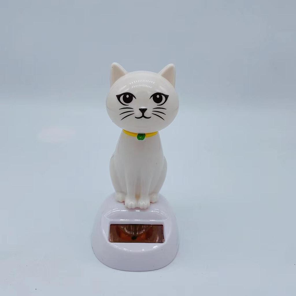 Solar-Powered Wiggling Cat Dashboard Figurine - Creative Cartoon Ornament & Children's Toy Gift