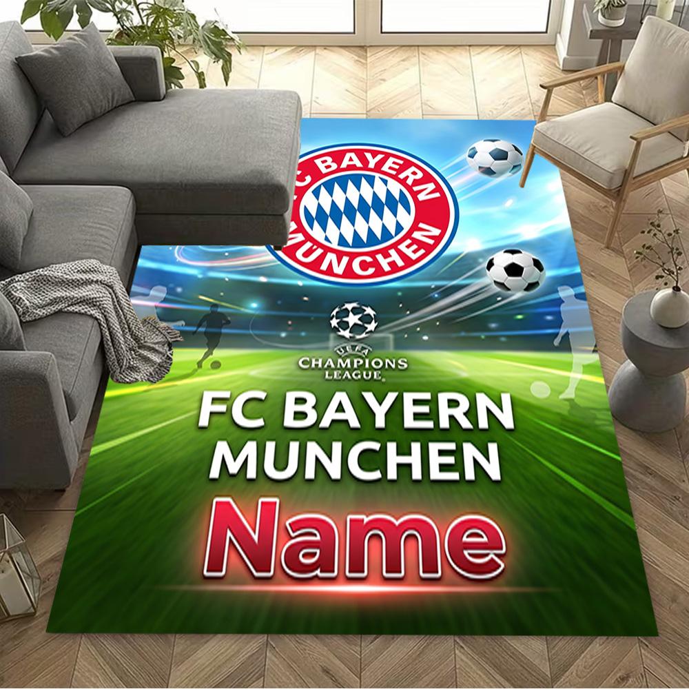 Bayern Munich Soccer Poster Carpet Design for Playrooms Study Room Dining Room Entryway Anti-slip Rug Anime Office Decor Best for Christmas