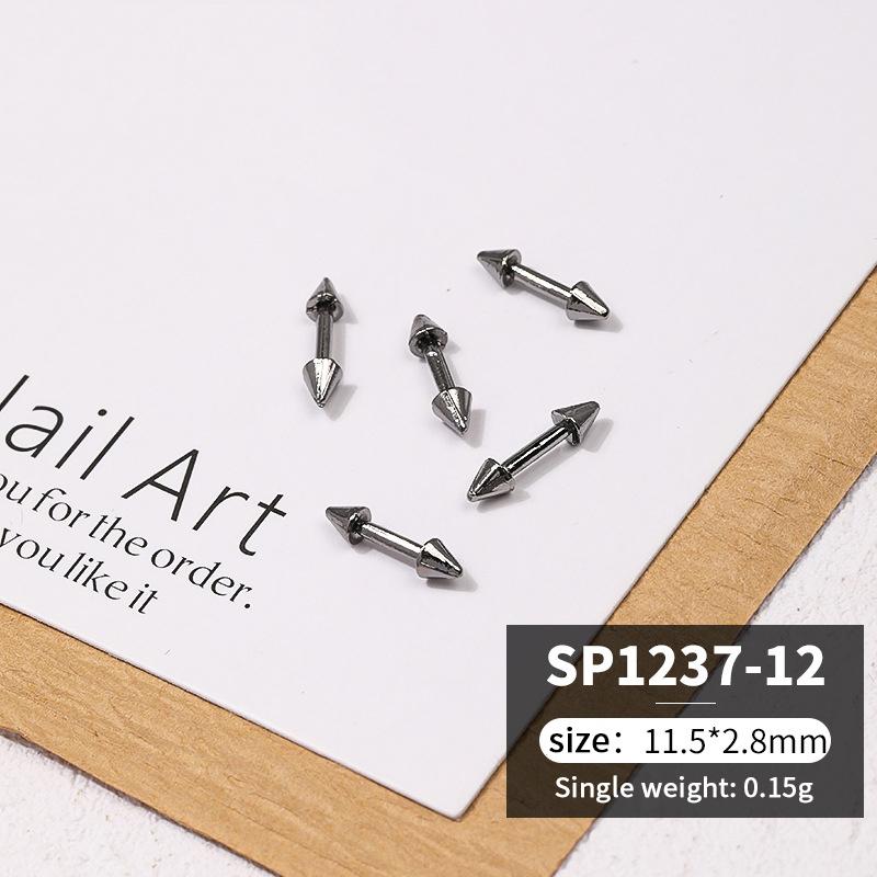 

50PCS Punk Metal Arc Bar Circel Rivet Caviar Arrow Head Black Alloy Nail Art Rhinestones Decorations Manicure Charms