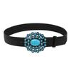 Western Belt Retro Turquoise Design Distressed Silver Buckle Faux Leather Wide Navajo Ethnic Style