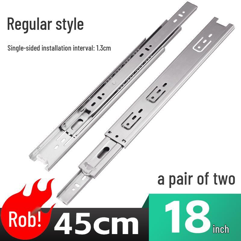 Stainless Steel Soft-Close Drawer Slides: Three-Section, Self-Opening, Silent Runners
