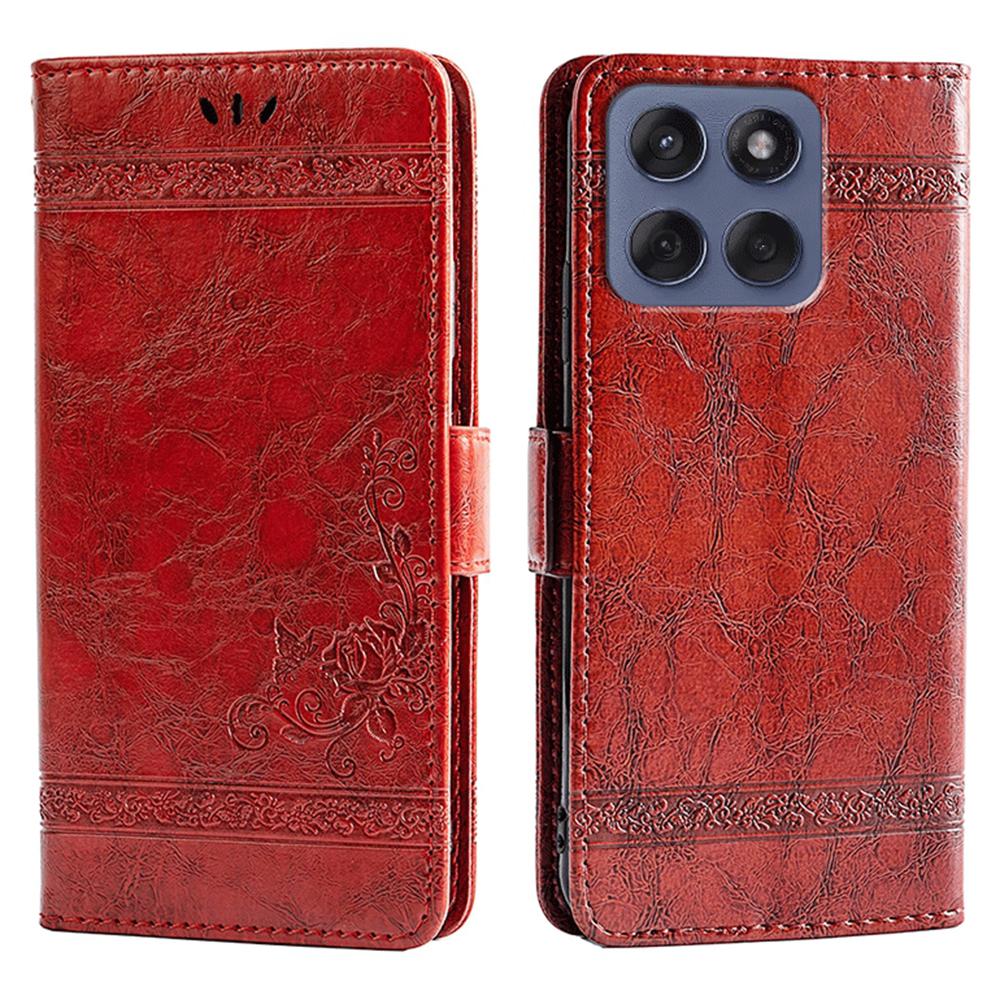 For Motorola Edge 60 Fusion 5G Case Flower Imprint Wallet Leather Phone Cover with Side Buckle