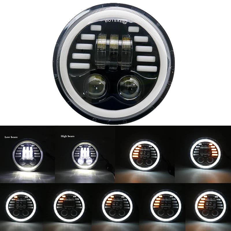 5 3/4 Inch 5.75" Car Motorcycle LED Headlight DRL Turn Signal Moto Headlamp for Harley Dyna Sportster Softail Indian Scout Honda
