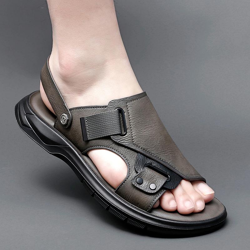Men's Summer Sandals 2024 Luxury Artificial Leather Casual Shoes For Men Comfortable Moccasins Barefoot Outdoor Fashion Slippers