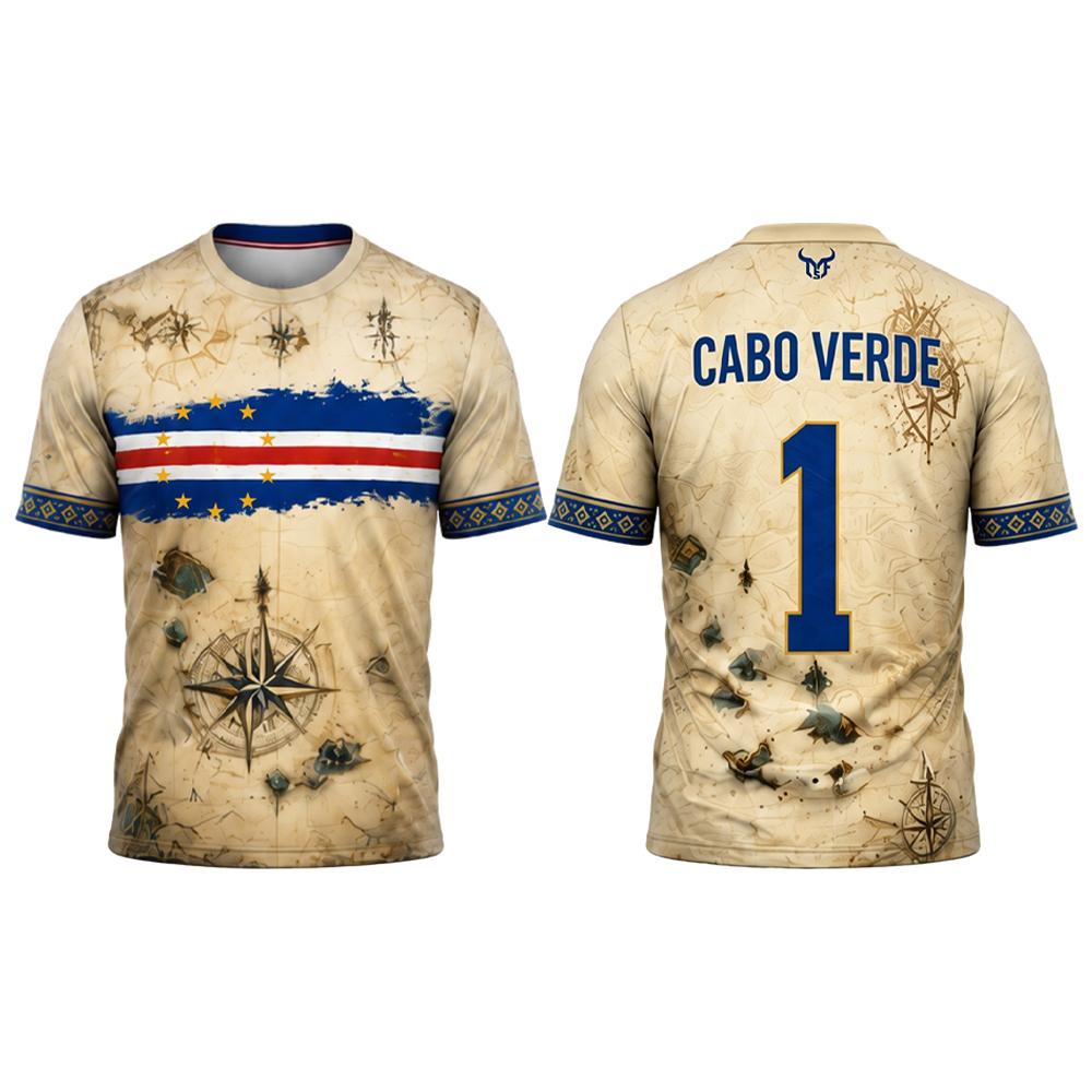 Cape Verde Flag Landscape Print Jersey Men's Quick-drying And Breathable Sports Soccer T-shirt Unisex Street Casual Top