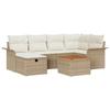 Garden Sofa Set with Cushions and Storage 7 Pieces Beige Poly Rattan