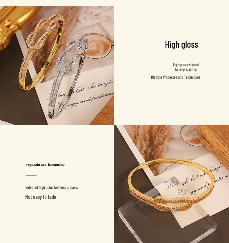 Elegant Handmade Jewelry: Lively Hollow Cross Bracelet with Rhinestones and Cubic Zirconia, Gold-Plated, Stainless Steel, Non-Fading.