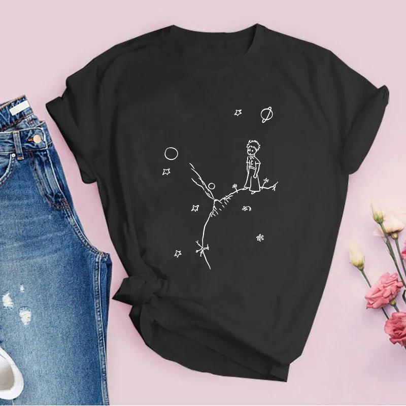 New Fashion Little Prince Printed Women's T-shirt Casual Fashion T-shirt Summer Casual T-shirt Round Neck
