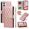 For iPhone 16 Plus Case Wallet Rhombus Leather Handbag Phone Cover with Shoulder Lanyard