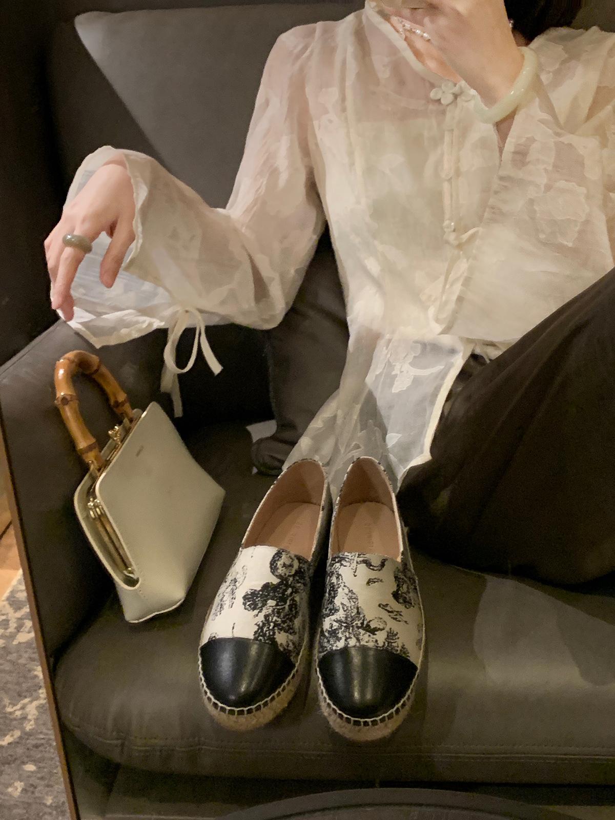 

Sheepskin version~ Grape mother of the same style, one pedal round head small fragrant casual straw woven single shoes women s thick-soled fisherman 35
