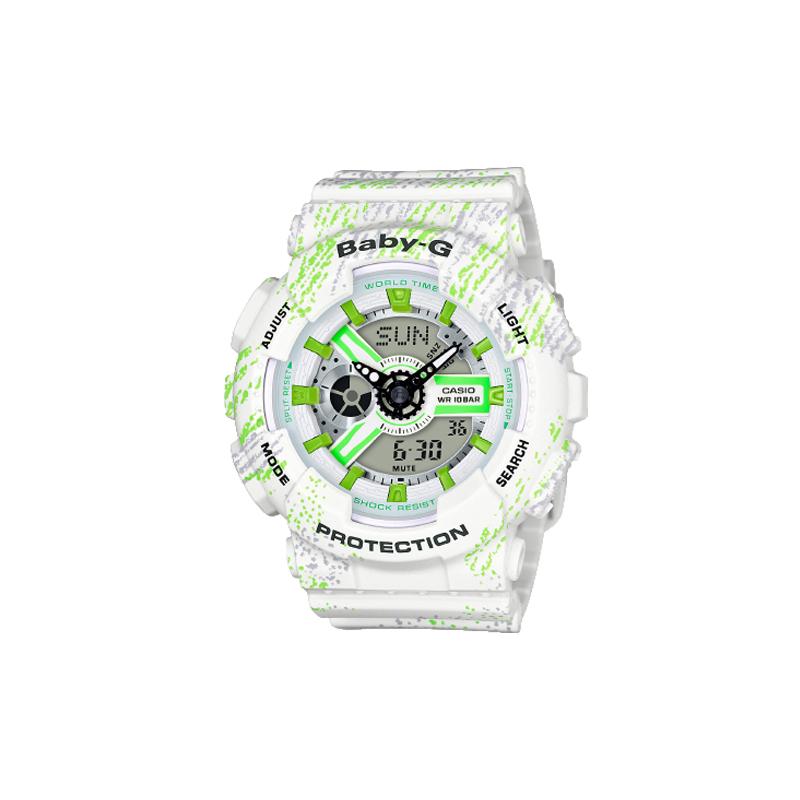 

Casio BABY-G Theme Series Fashion Trend Vitality Street Classic Pointer Dual Display Sports Waterproof Quartz Movement Resin Strap BA-110TX-7A зелений