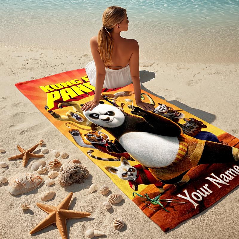 Custom Name Kung Fu Stylish Digital Printing Beach Towel Quick‑Drying Absorbent Blanket for Beach Pool Gym Travel
