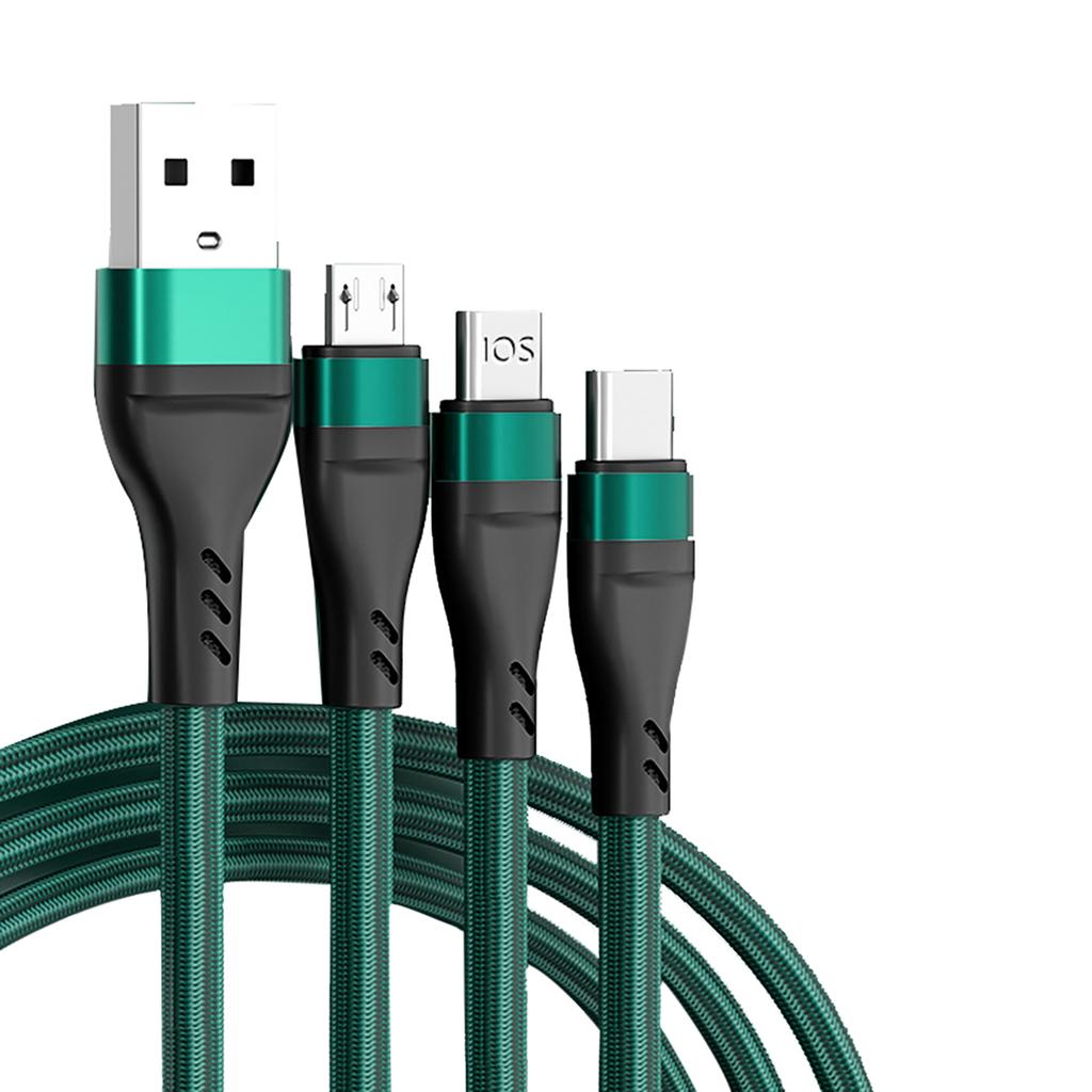 100W 6A 3-IN-1 USB Cable Fast Charging Cable Multi Charging Cord USB Cord Adapter Braided Wire For Mobile Phone Tablet Laptop