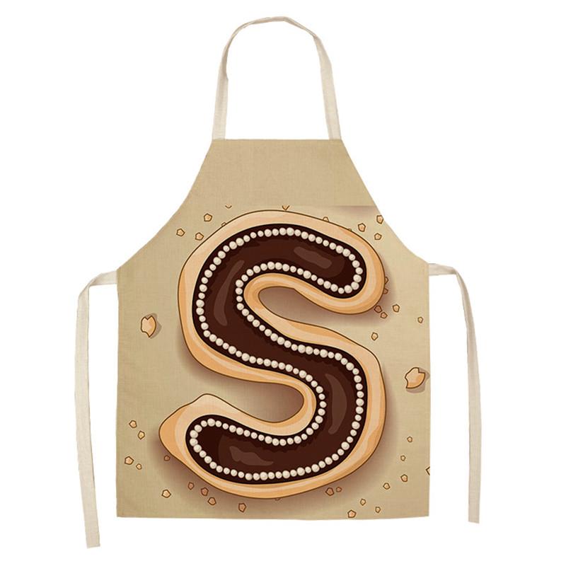 Avental de cozinha com estampa de alfabeto, avental sem mangas de linho para crianças, para cozinhar, churrasco, ferramentas de limpeza doméstica, 47x38cm, 68x55cm
