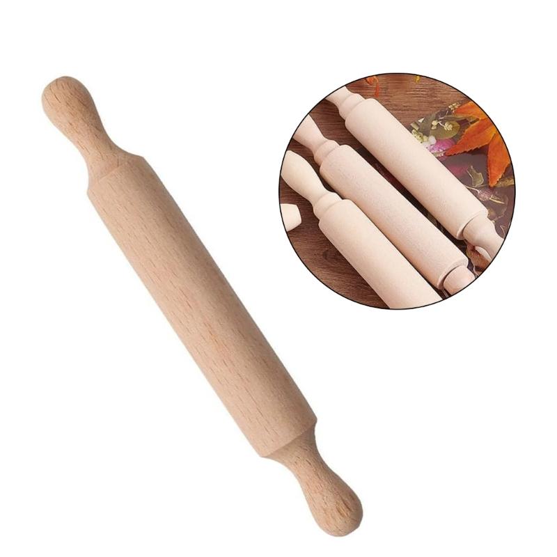 Set Of 6 Small Wooden Playdoughs Rollers Child Sized Baking Utensils Skill Development Kitchen Activity Tool