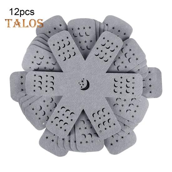 12Pcs Gray Pot And Pan Protectors Felt Placemats Stacking Anti-Slip Cookware Dividers Decorative Flower-Shaped Pallet Separators