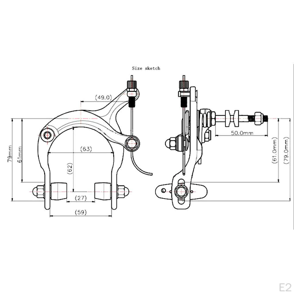 Front Side Pull Black Bike Brake Caliper With 45mm Length Pads