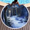 Winter Snow Scene Fantasy Tree Round Beach Towel Polyester Sand Resistant Shawl Beach Blankets, Quick Dry Pool Towels Picnic Mat