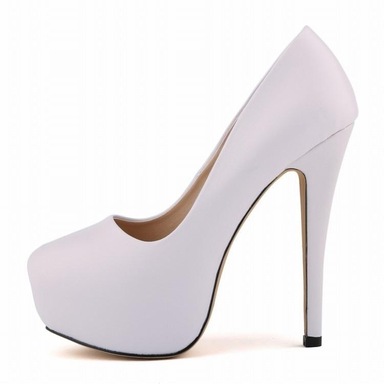 Women Sexy Pointed Matte Leather Bride Shoes Super High Heels Waterproof Wedding Party Dress Pumps Shoes