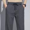 2025 Soild Color Men Thick Pants Winter Men Warm Straight Leg Pants Male Mid Waist Long Trousers Man Casual Wear Fleece Pants