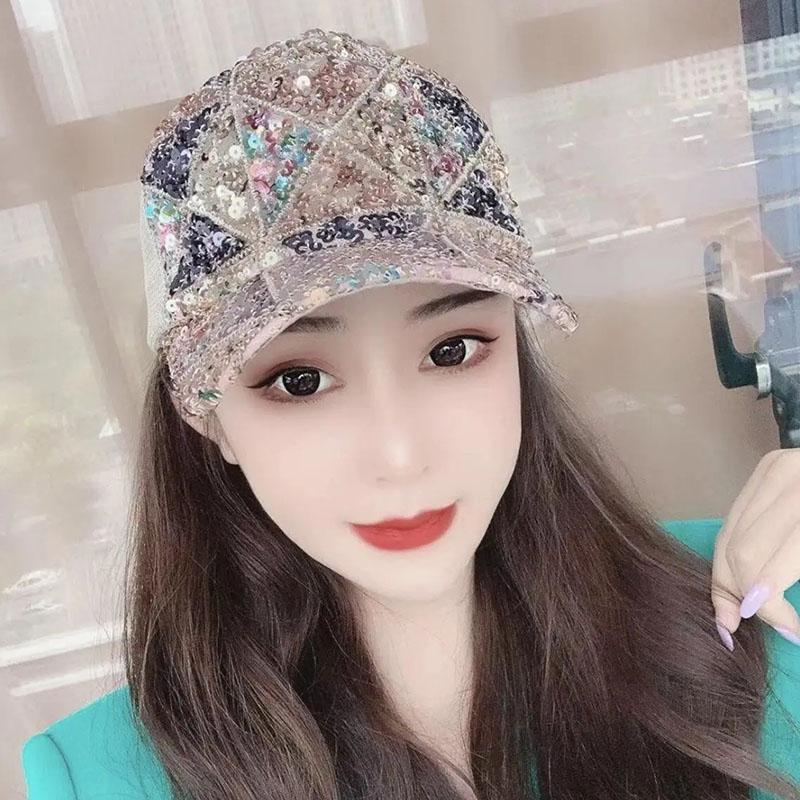 

WTEMPO солнцезащитный козырек, женская кепка с утиным языком, универсальная дышащая бейсболка корейского цвета с контрастными блестками на весну и лето 56-58cm хаки