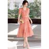 French Style Pleated V-Neck Midi Dress