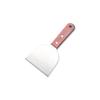 Half-Round Stainless Steel Teppanyaki Spatula with Wooden Handle - Ideal for Steak, Pancake, and Burger Cooking.