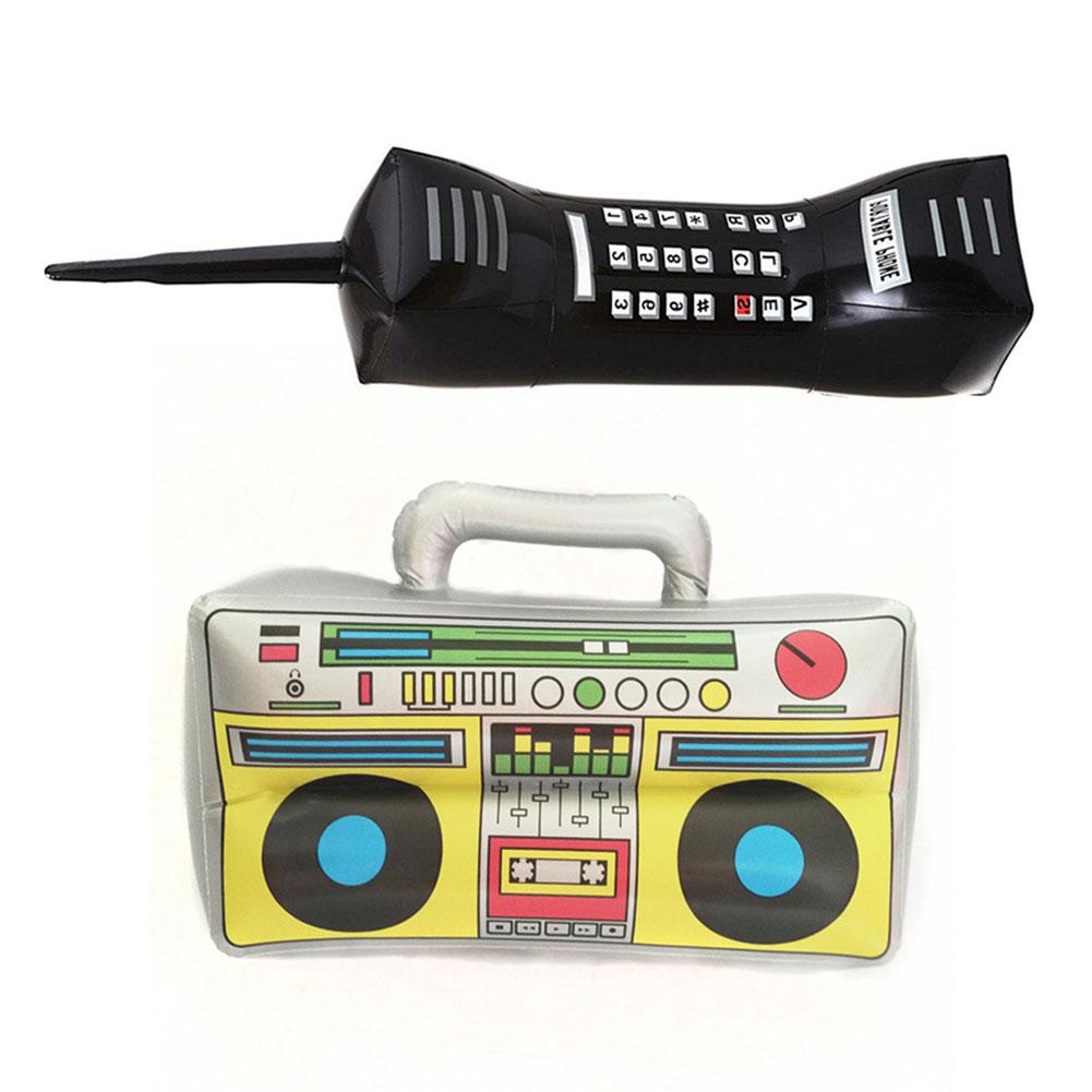 2Pcs Aufblasbare Radio Boombox Aufblasbare Handy Aufblasbare Requisiten für 80er 90er Party Dekorationen