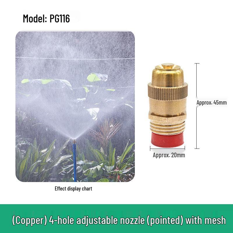 4-Minute Adjustable Copper Bullet Nozzle for Dust Removal and Cooling in Construction and Garden.