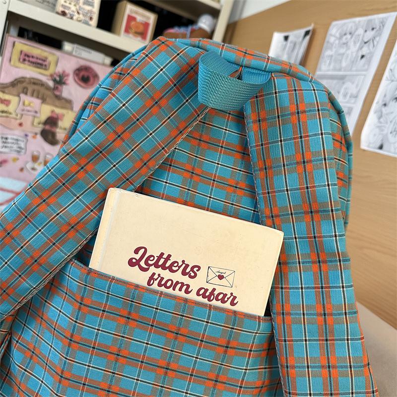 Plaid Student Schoolbag Women's Lightweight Large Capacity Backpack