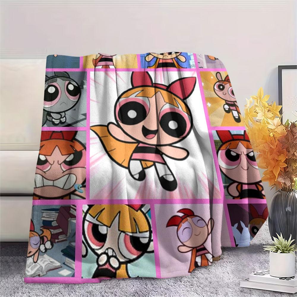 Powerpuff Girls Cartoon printing Flannel Blanket Bedroom Sofa Camping Warm blanket Gifts for family and friends-MJ008